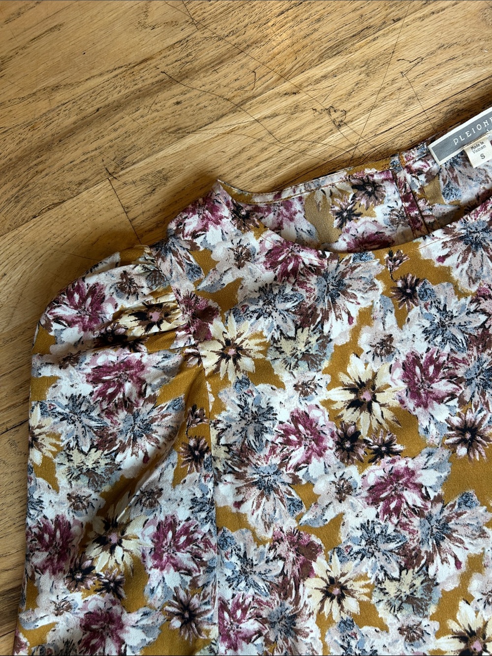 Pleione Mustard Floral Long-Sleeve Blouse - Picture 5 of 8